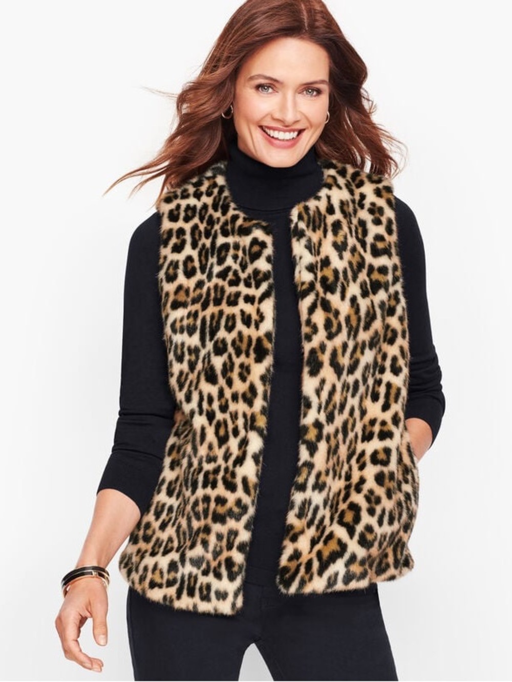 Talbots Leopard Faux Fur Vest